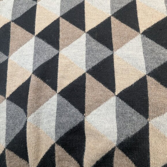 VTG Bullock & Jones 100% Alpaca Wool Sweater L Geometric Handmade Peru Black Tan - Picture 10 of 10